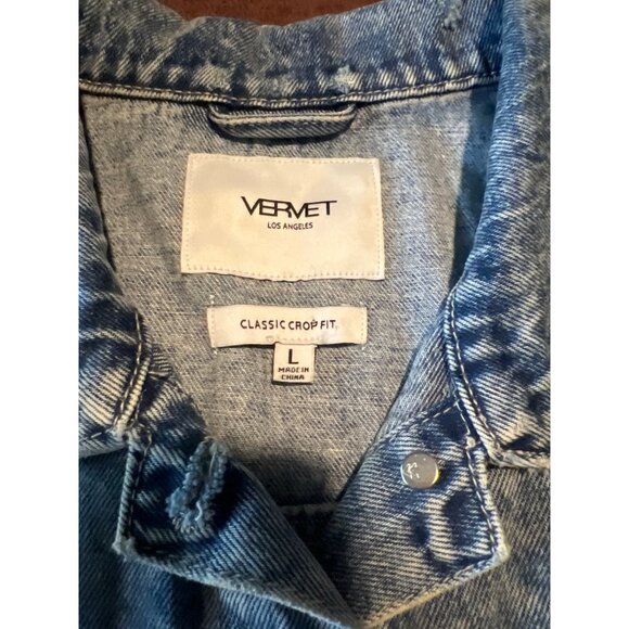 Vervet Los Angeles Womens Classic Crop Denim Jacket Size L - Picture 4 of 7